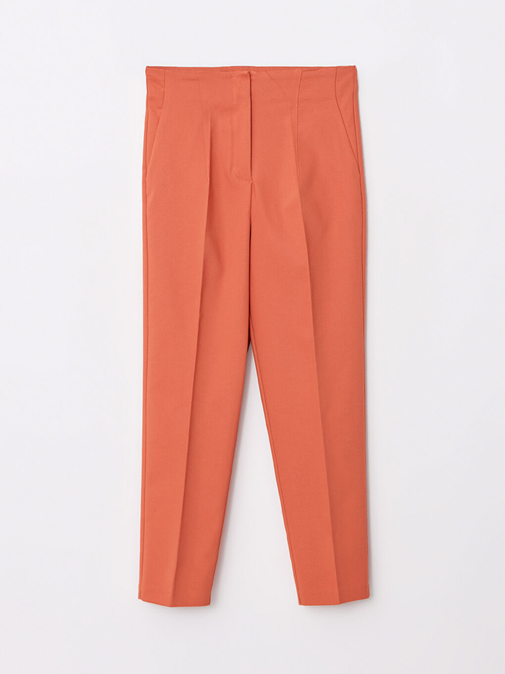 Women's High Waist Regular Fit Plain Trousers-5