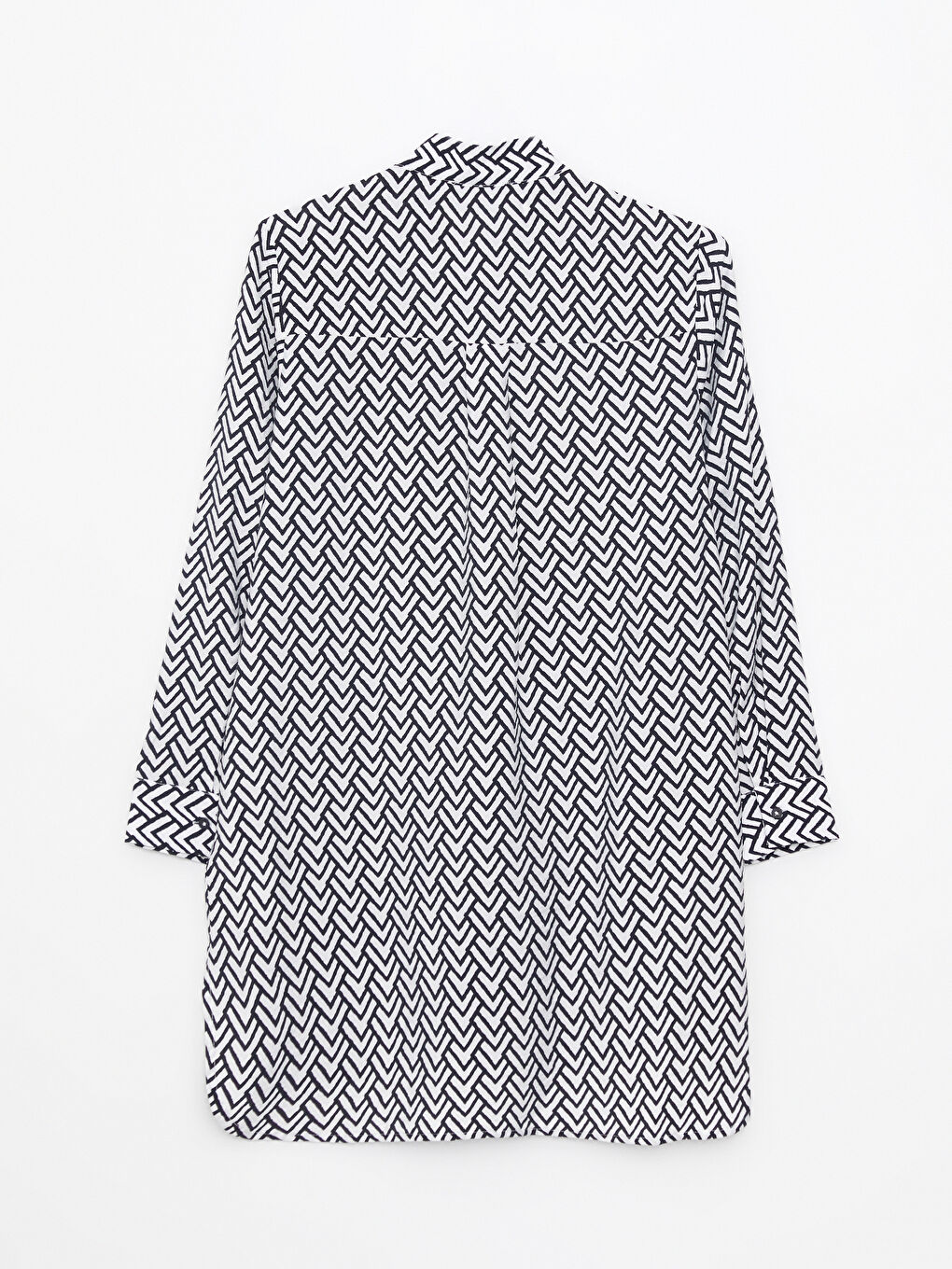 Siyah Hakim Yaka Desenli Uzun Kollu Kadın Tunik-6