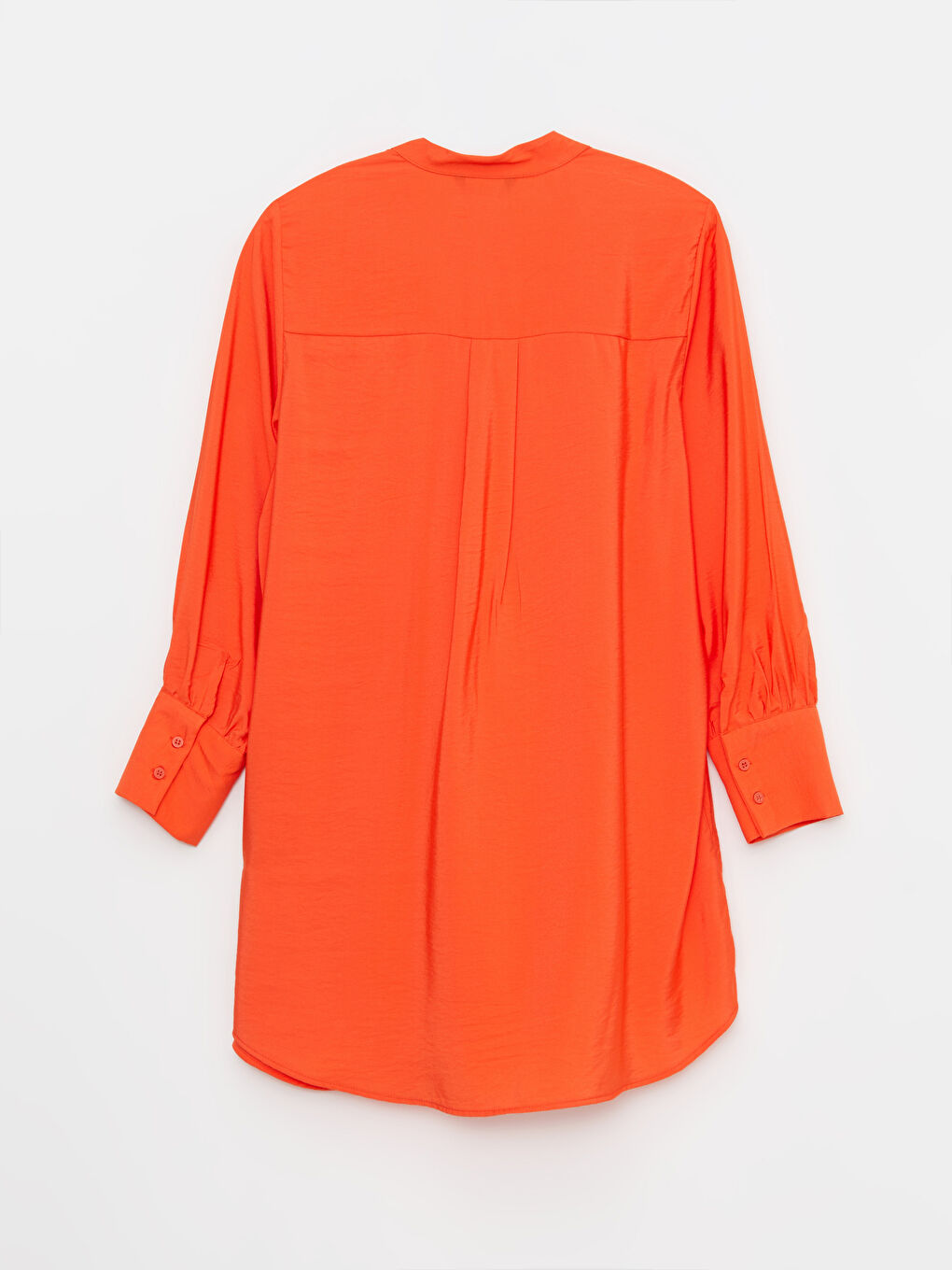 Turuncu Dik Yaka Düz Uzun Kollu Kadın Tunik-6