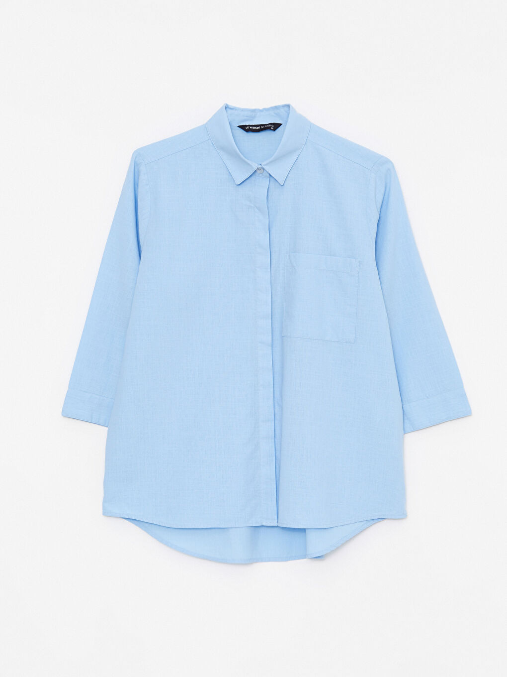 Önden Düğme Kapamalı Düz Pamuklu Kadın Gömlek-5