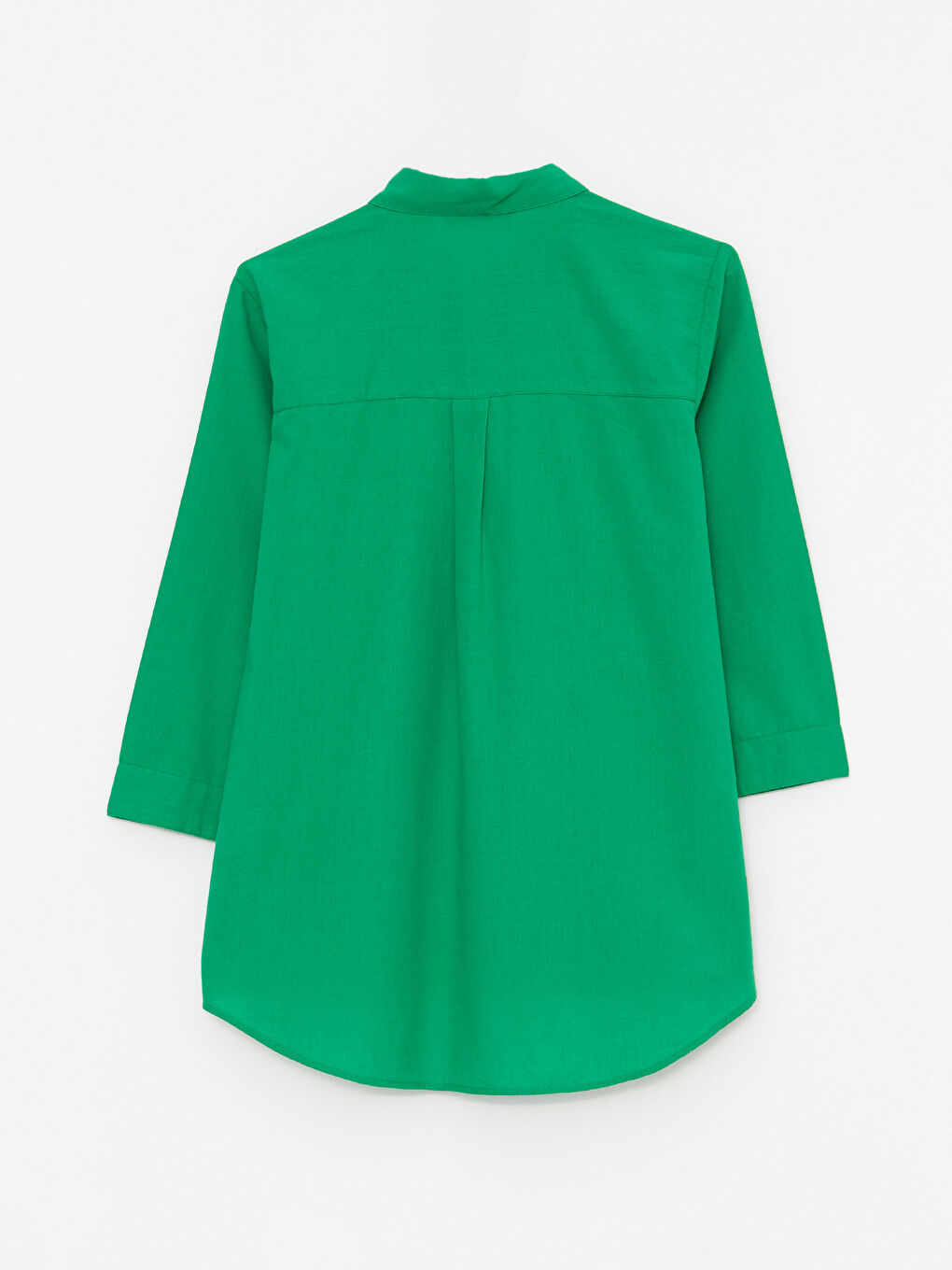 Yeşil Önden Düğme Kapamalı Düz Pamuklu Kadın Gömlek-6