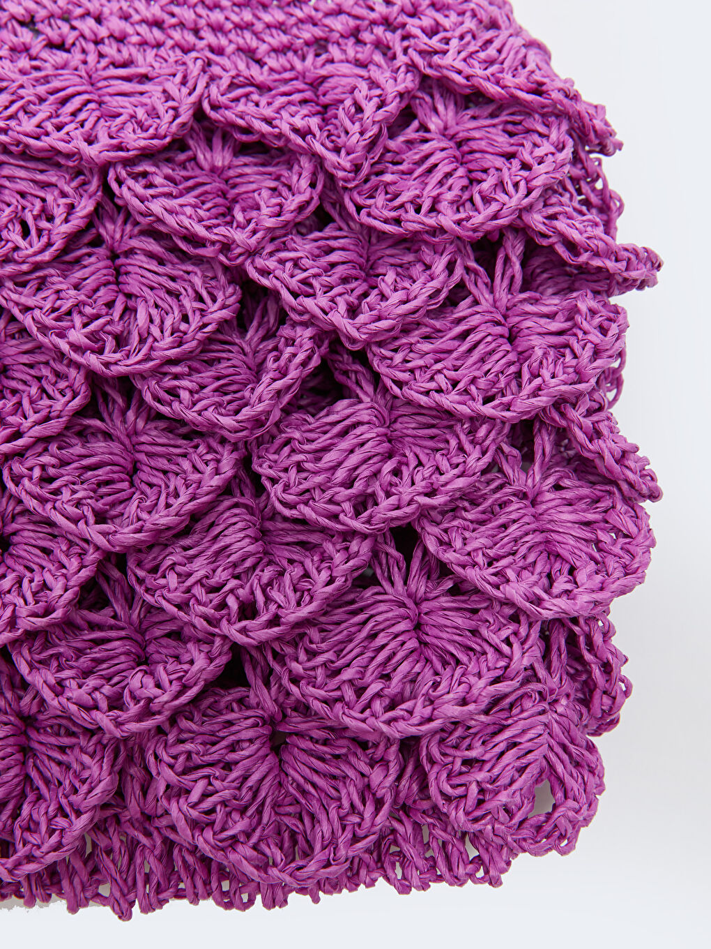 Fuşya Kendinden Desenli Hasır Kadın Çapraz Çanta-3