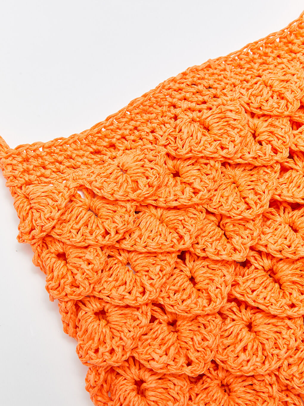 Turuncu Kendinden Desenli Hasır Kadın Çapraz Çanta-4