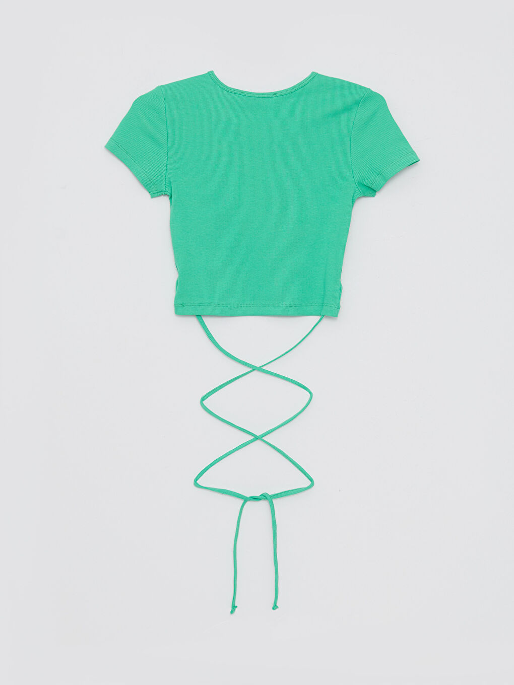 Кроп-Топ Женский Однотонный С Коротким Рукавом И Круглым Вырезом-6