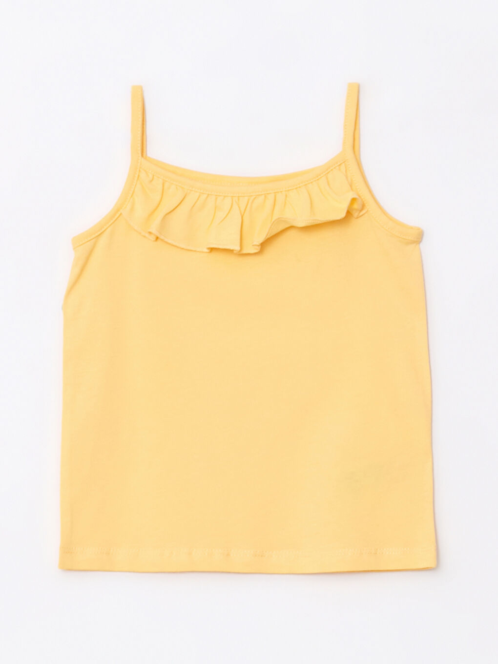 Sarı Kare Yaka Askılı Kız Bebek Bluz ve Şort 2'li Takım-1