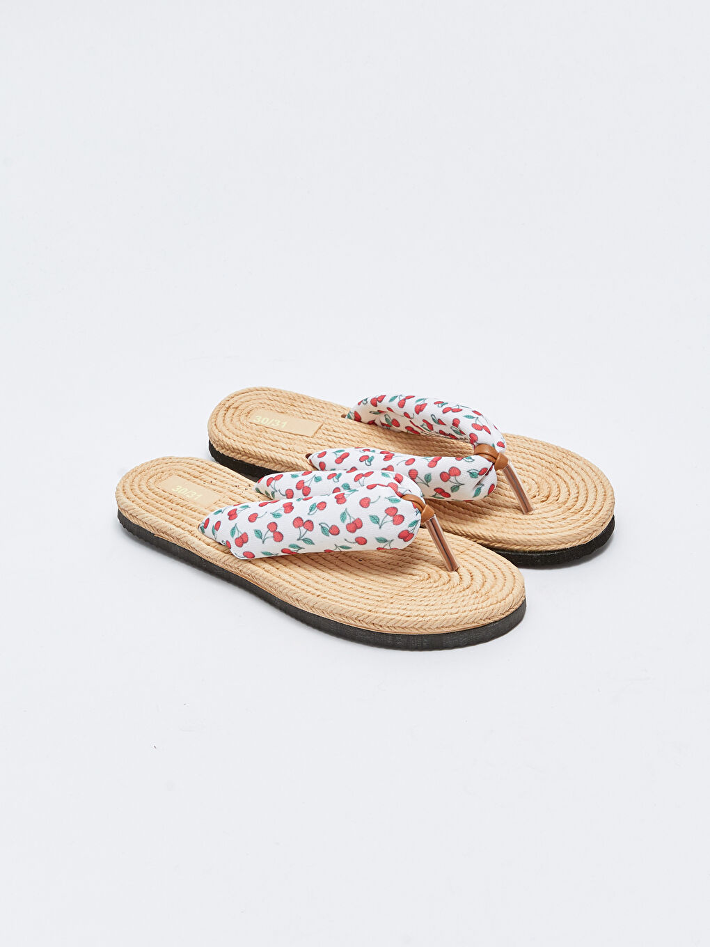 Pembe Kiraz Baskılı Parmak Arası Kız Çocuk Plaj Terliği