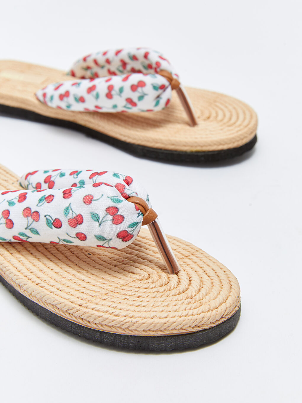 Pembe Kiraz Baskılı Parmak Arası Kız Çocuk Plaj Terliği-4