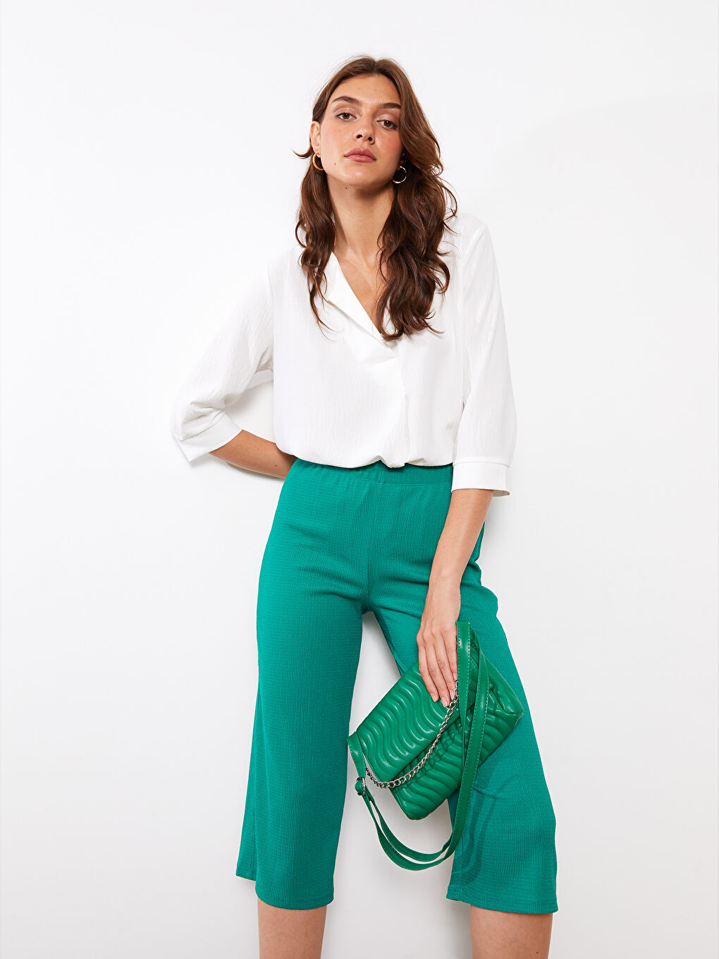 Women's Capri Elastic Waist Slim Fit Straight