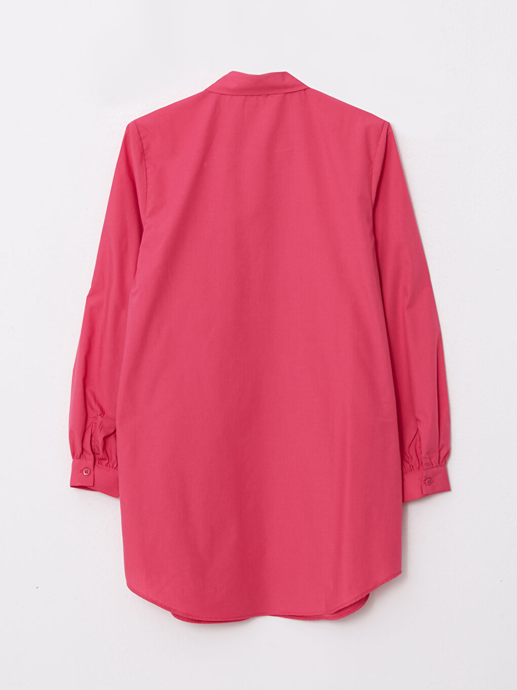 Fuşya Düz Poplin Kadın Gömlek Tunik-6