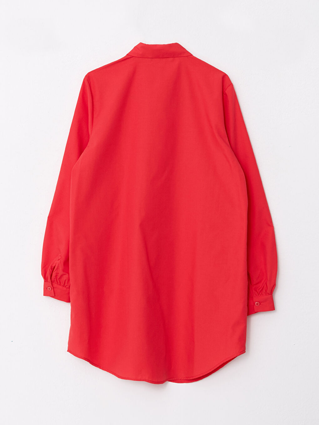 Kırmızı Düz Poplin Kadın Gömlek Tunik-6