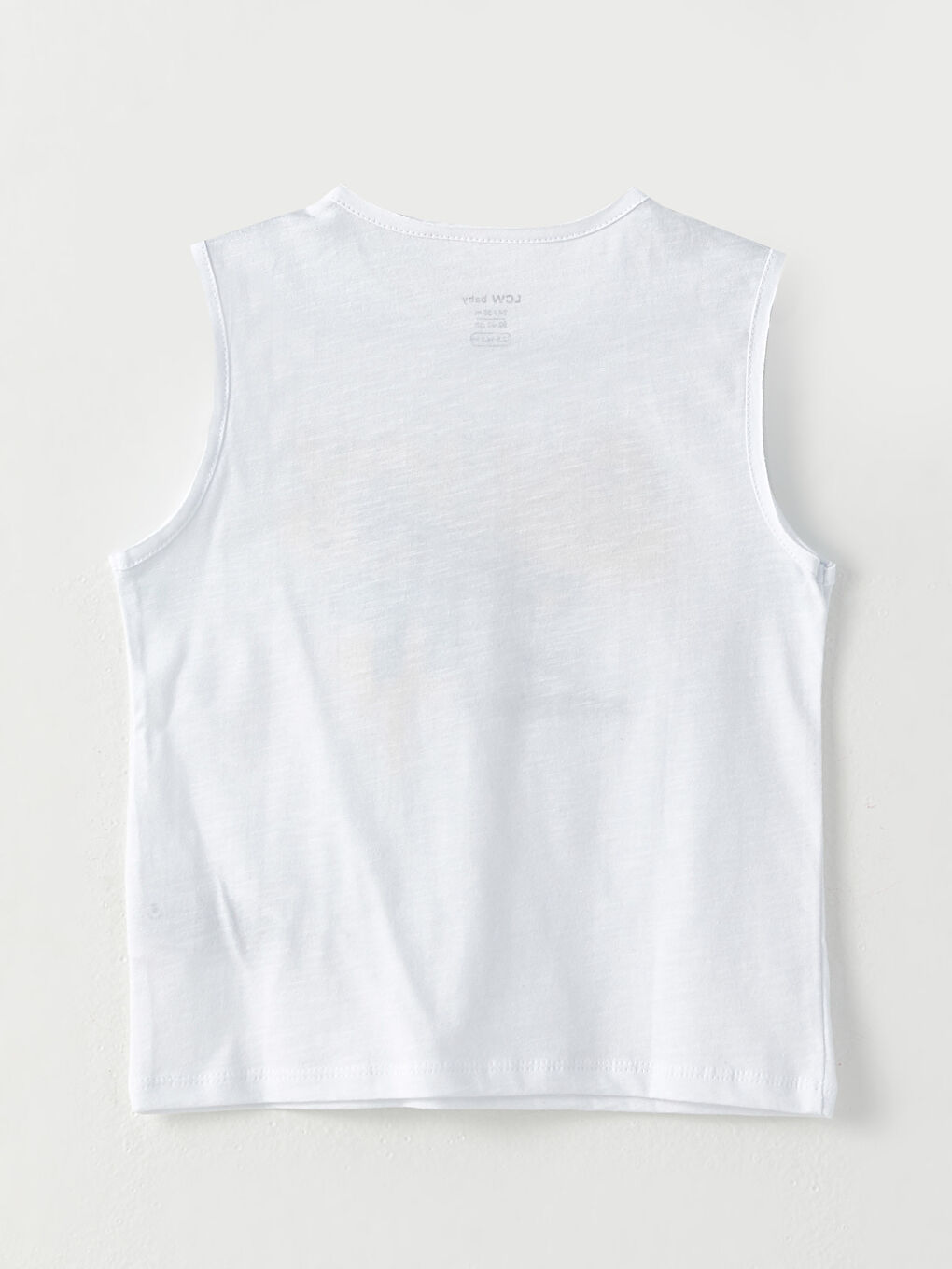 Beyaz Bisiklet Yaka Baskılı Erkek Bebek Atlet-1