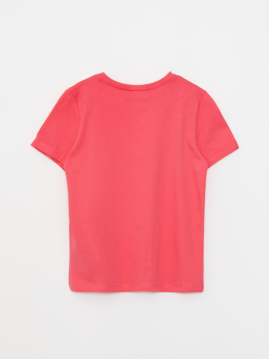 Kırmızı Bisiklet Yaka Baskılı Kısa Kollu Pamuklu Kız Çocuk Tişört-1