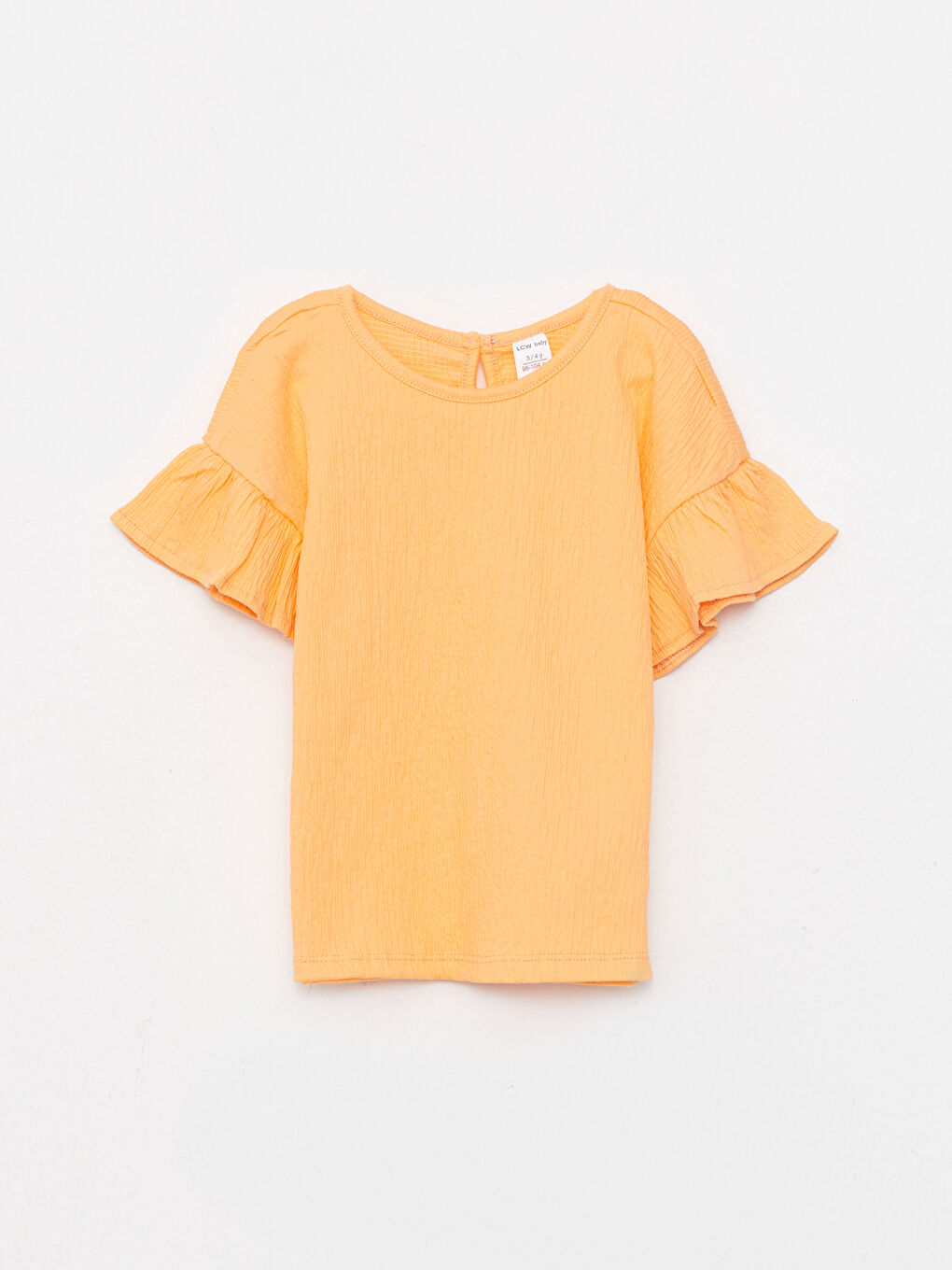 Turuncu Bisiklet Yaka Kısa Kollu Kız Bebek Tişört ve Şort 2'li Takım-1