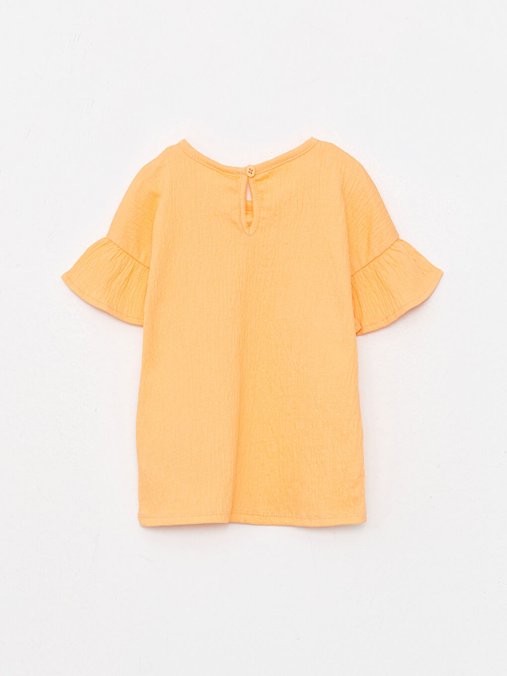 Turuncu Bisiklet Yaka Kısa Kollu Kız Bebek Tişört ve Şort 2'li Takım-3