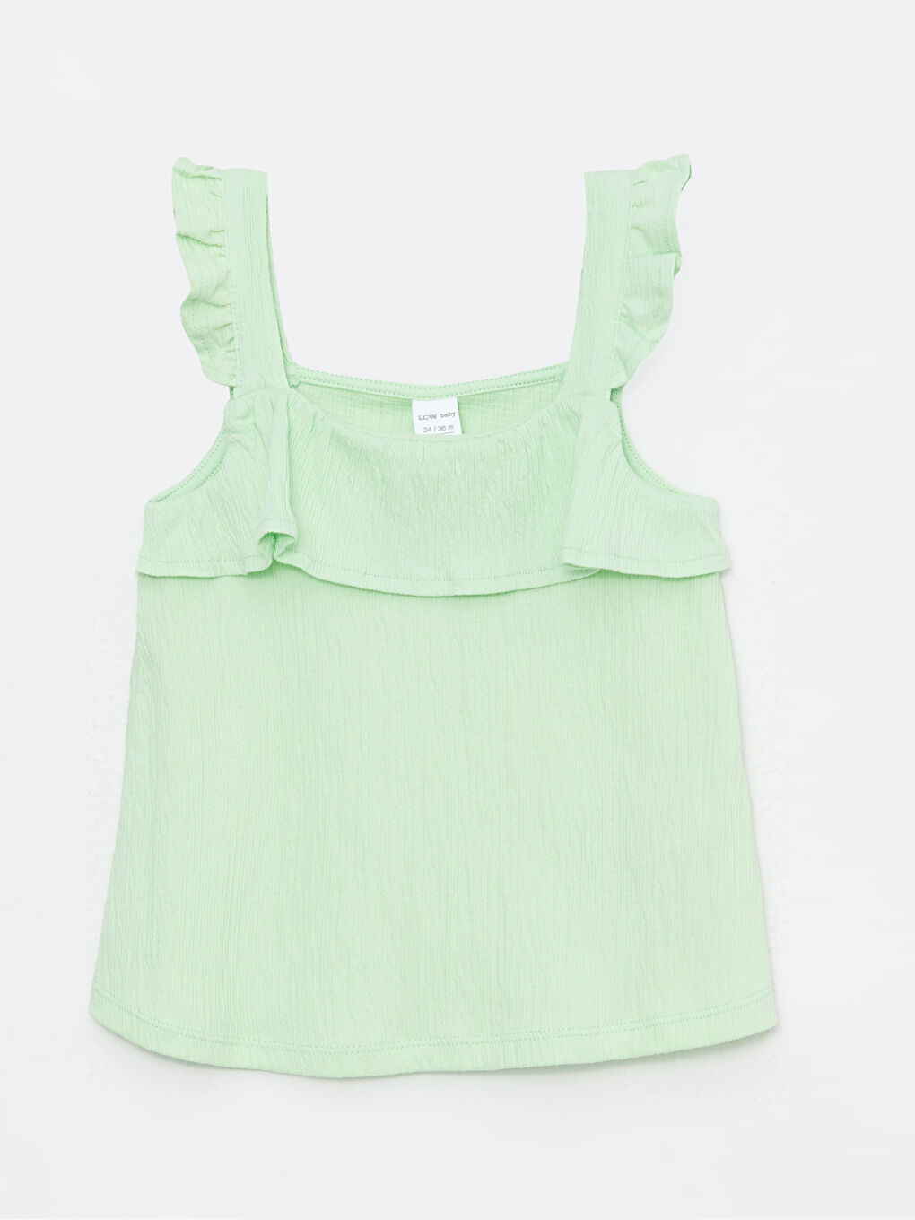 Yeşil Kare Yaka Askılı Basic Kız Bebek Bluz ve Şort 2'li Takım-1