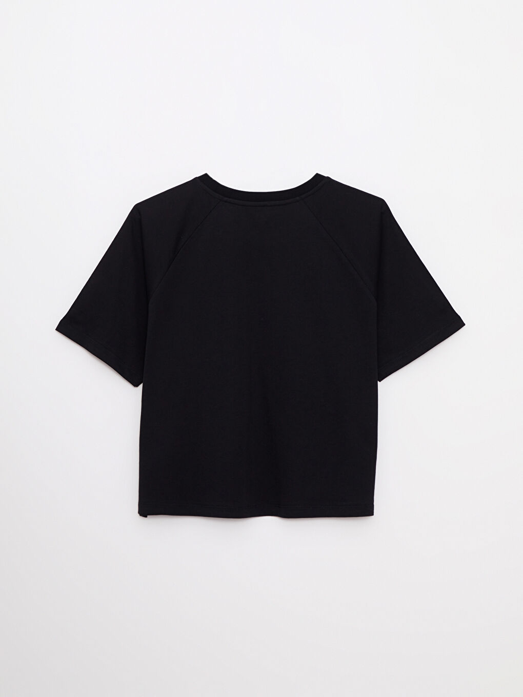 Siyah Bisiklet Yaka Baskılı Kısa Kollu Pamuklu Oversize Kadın Tişört-6