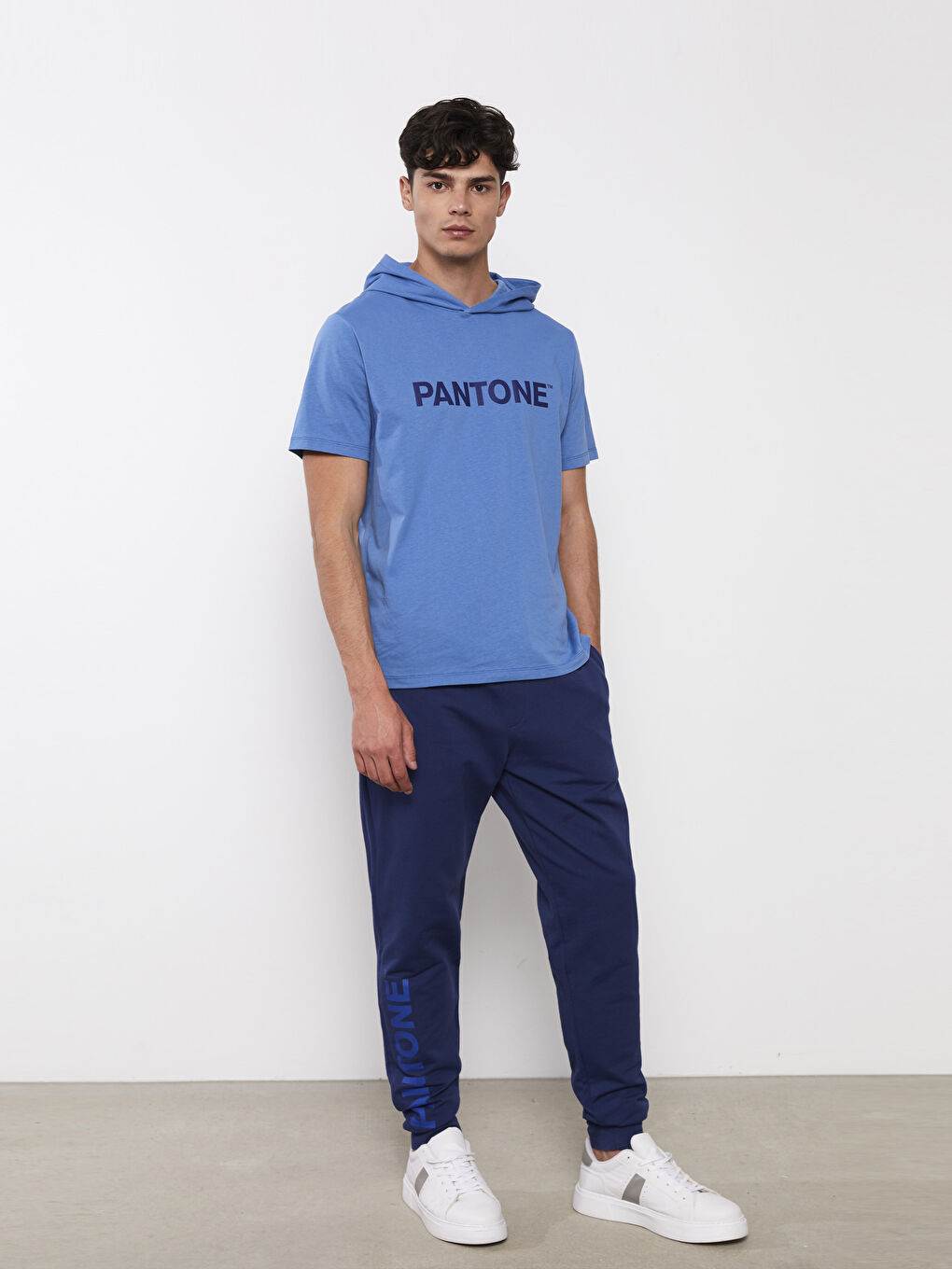 Lacivert Slim Fit Baskılı Erkek Jogger Eşofman Altı