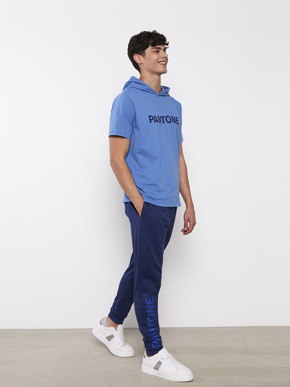 Lacivert Slim Fit Baskılı Erkek Jogger Eşofman Altı-1