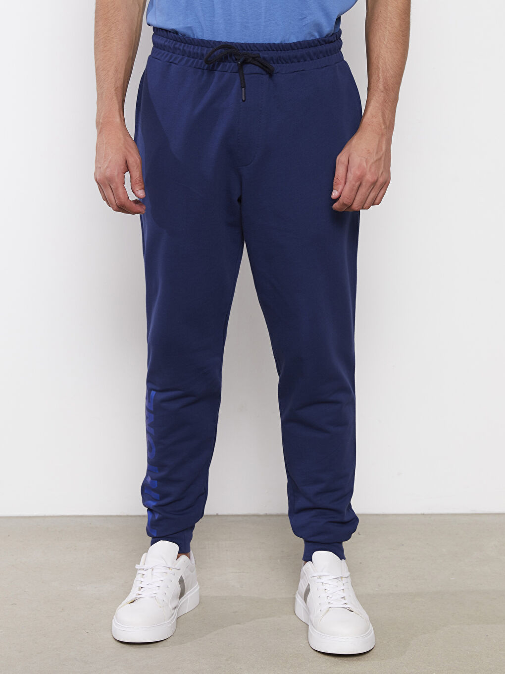 Lacivert Slim Fit Baskılı Erkek Jogger Eşofman Altı-2