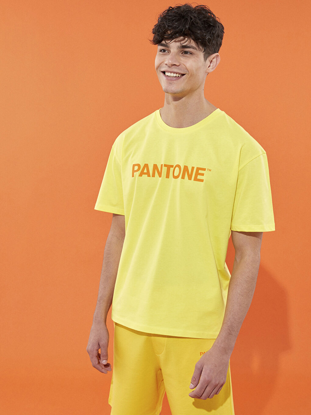 Sarı Bisiklet Yaka Kısa Kollu Baskılı Unisex Tişört-3