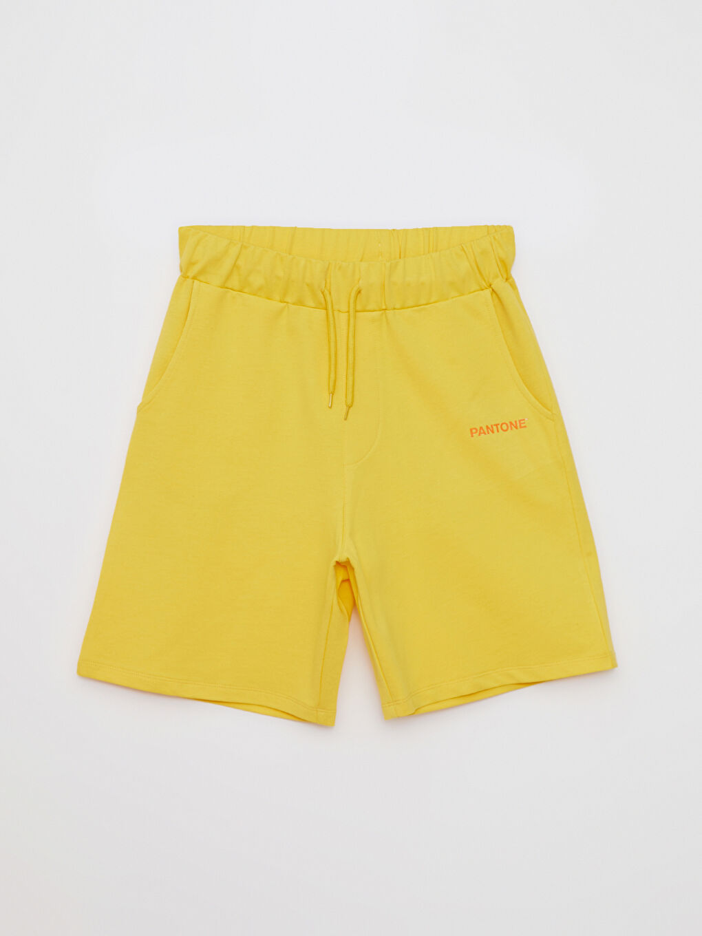 Sarı Beli Lastikli Baskılı Unisex Şort-5