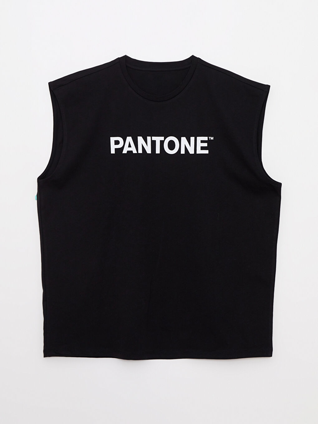 Siyah Bisiklet Yaka Baskılı Erkek Kolsuz Tişört-5