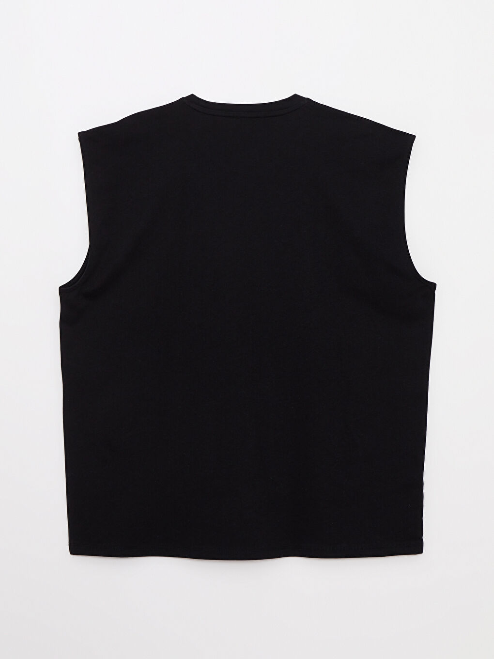 Siyah Bisiklet Yaka Baskılı Erkek Kolsuz Tişört-6