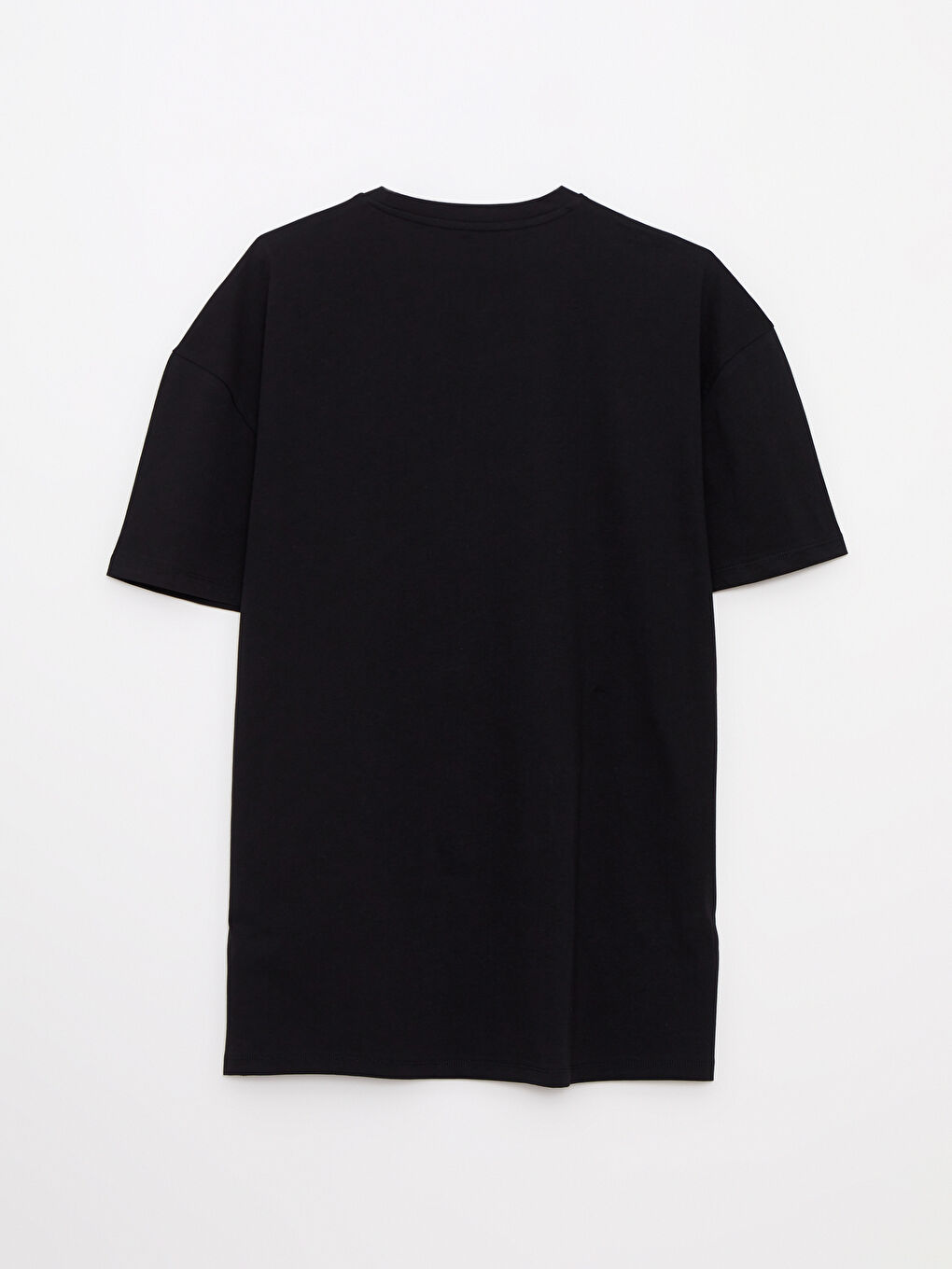 Siyah Bisiklet Yaka Kısa Kollu Baskılı Erkek Tişört-6