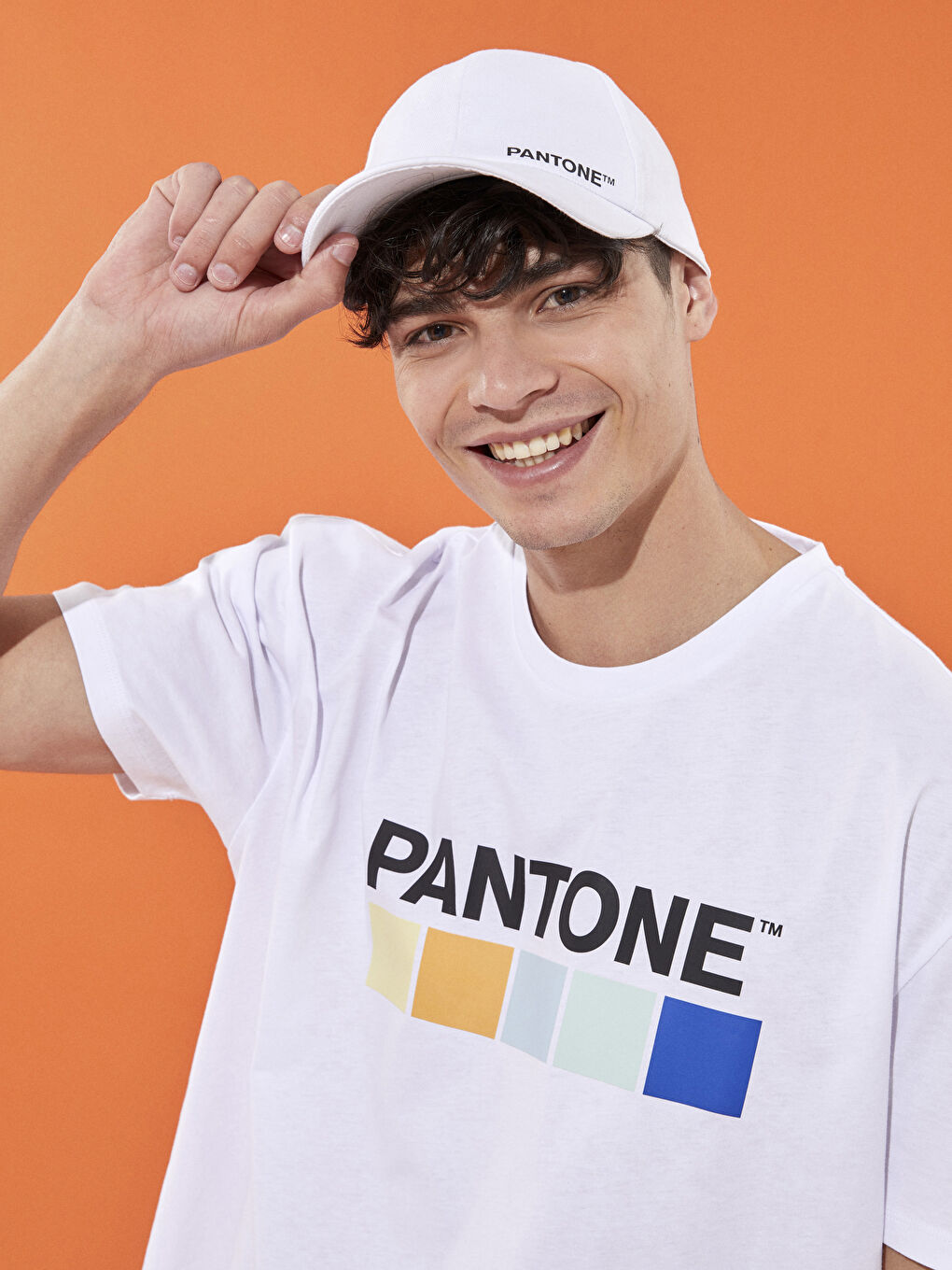 Beyaz Bisiklet Yaka Kısa Kollu Baskılı Erkek Tişört-3