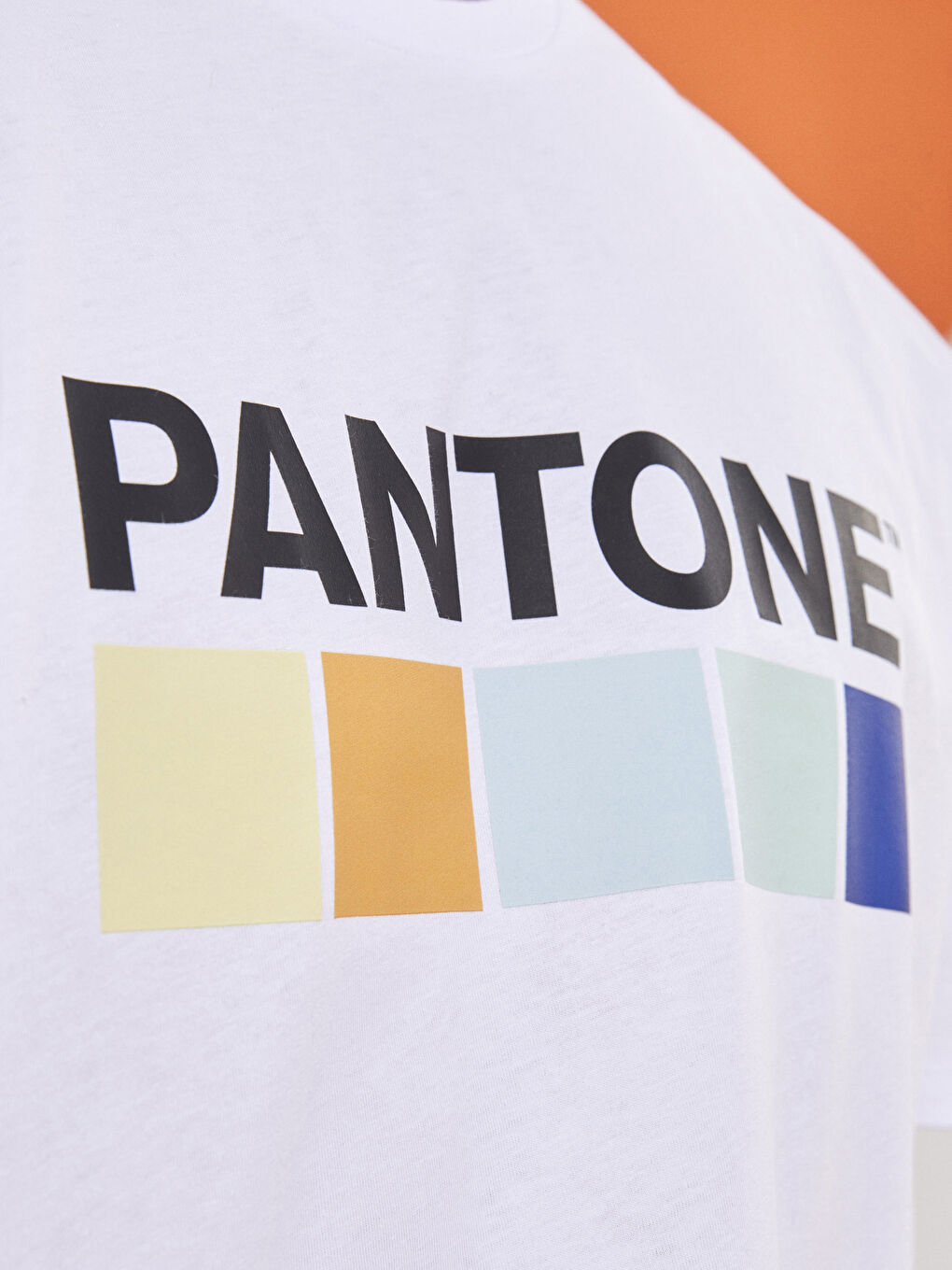 Beyaz Bisiklet Yaka Kısa Kollu Baskılı Erkek Tişört-4