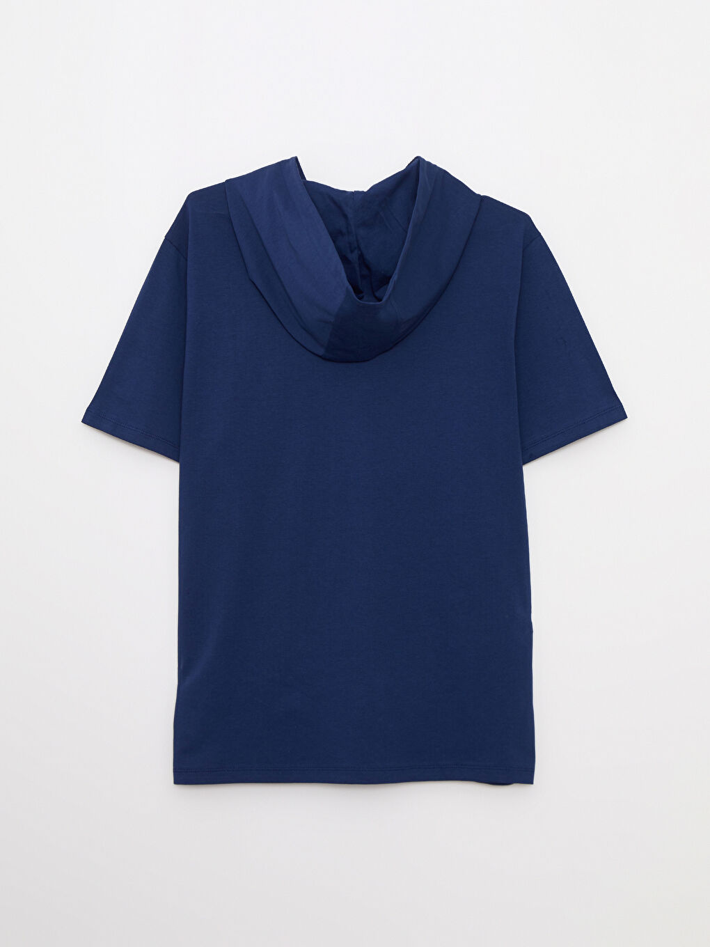 Lacivert Kapüşonlu Kısa Kollu Baskılı Erkek Tişört-6