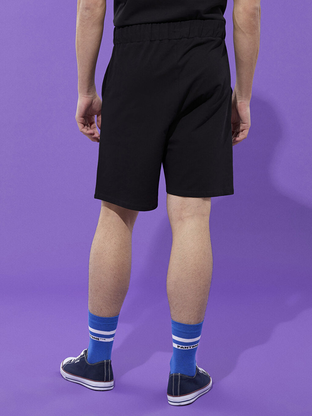 Siyah Beli Lastikli Baskılı Erkek Şort-4