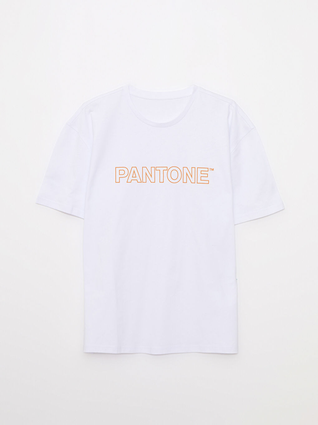 Beyaz Bisiklet Yaka Kısa Kollu Baskılı Erkek Tişört