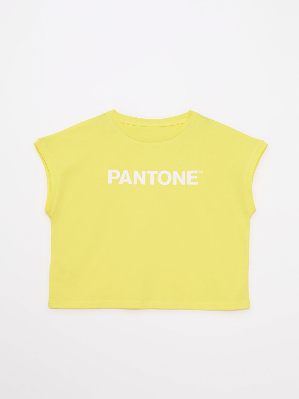 Sarı Bisiklet Yaka Baskılı Kısa Kollu Pamuklu Kadın Tişört-6