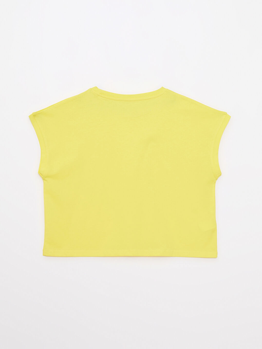 Sarı Bisiklet Yaka Baskılı Kısa Kollu Pamuklu Kadın Tişört-7