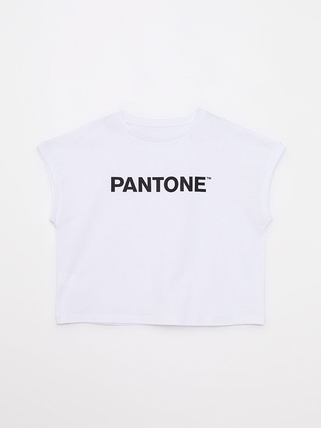 Beyaz Bisiklet Yaka Baskılı Kısa Kollu Pamuklu Kadın Tişört-6