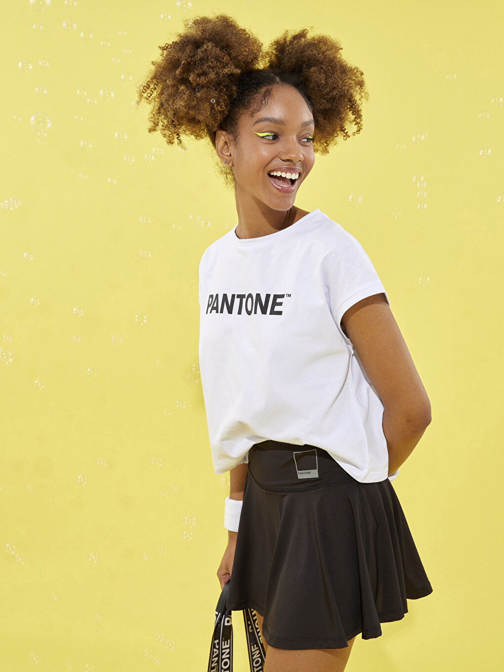 Siyah Beli Lastikli Baskılı Kadın Etek-1