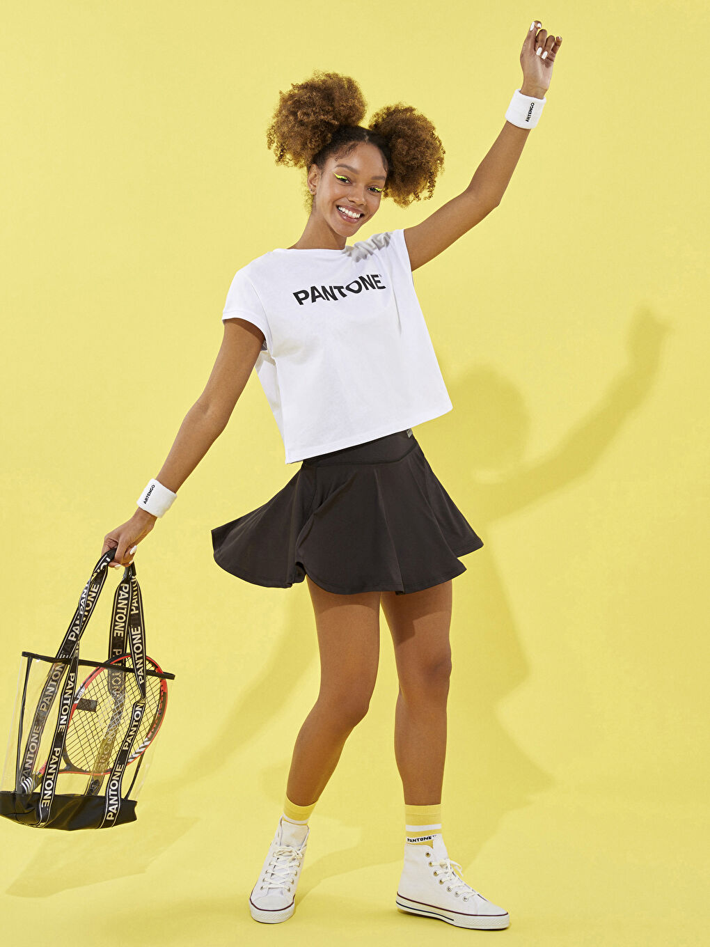 Siyah Beli Lastikli Baskılı Kadın Etek-2