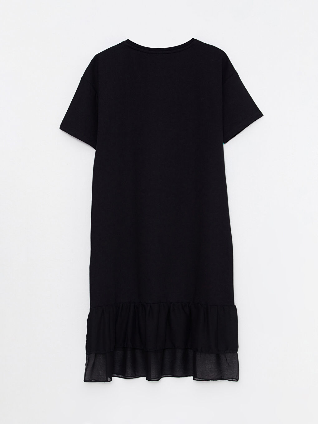 Robe Femme à Col Rond Unie à Manches Courtes-6