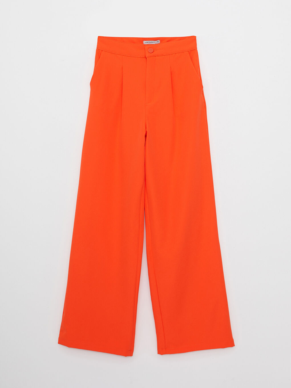 Turuncu Standart Fit Düz Cep Detaylı Kadın Pantolon-5