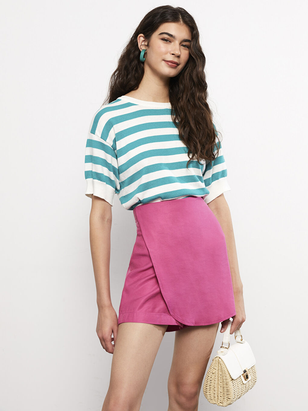 Fuşya Kadın Düz Şort Etek