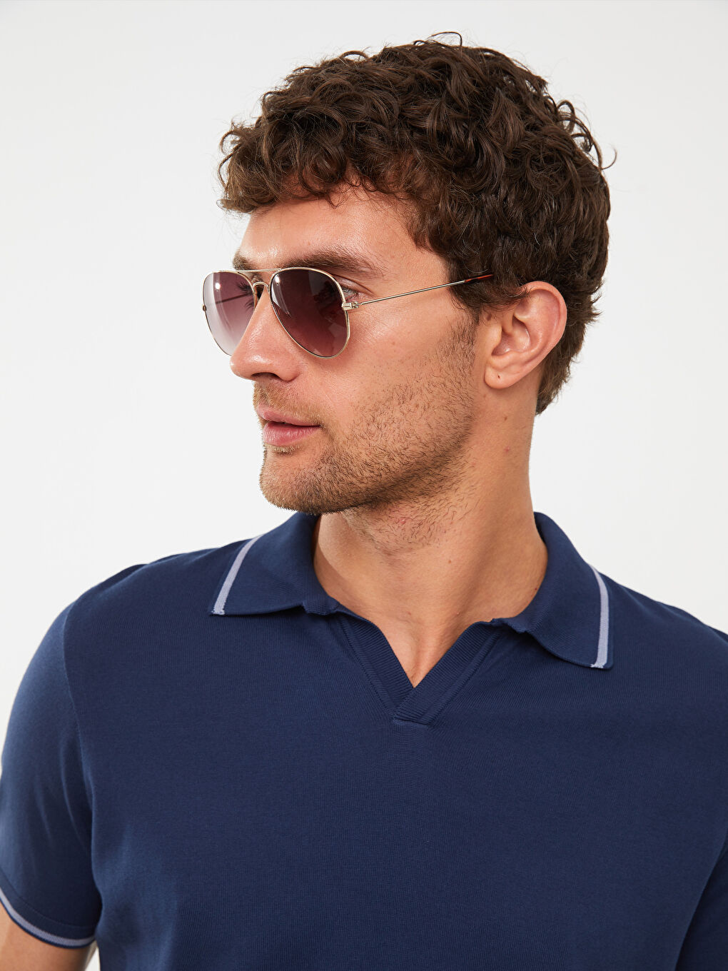 Lacivert Polo Yaka Erkek Triko Tişört-1