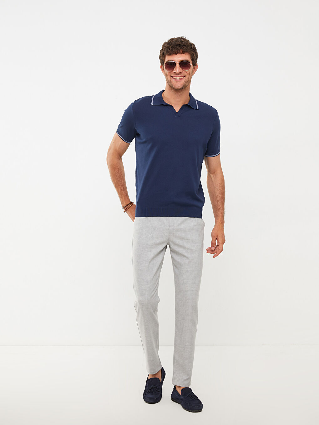 Lacivert Polo Yaka Erkek Triko Tişört-2