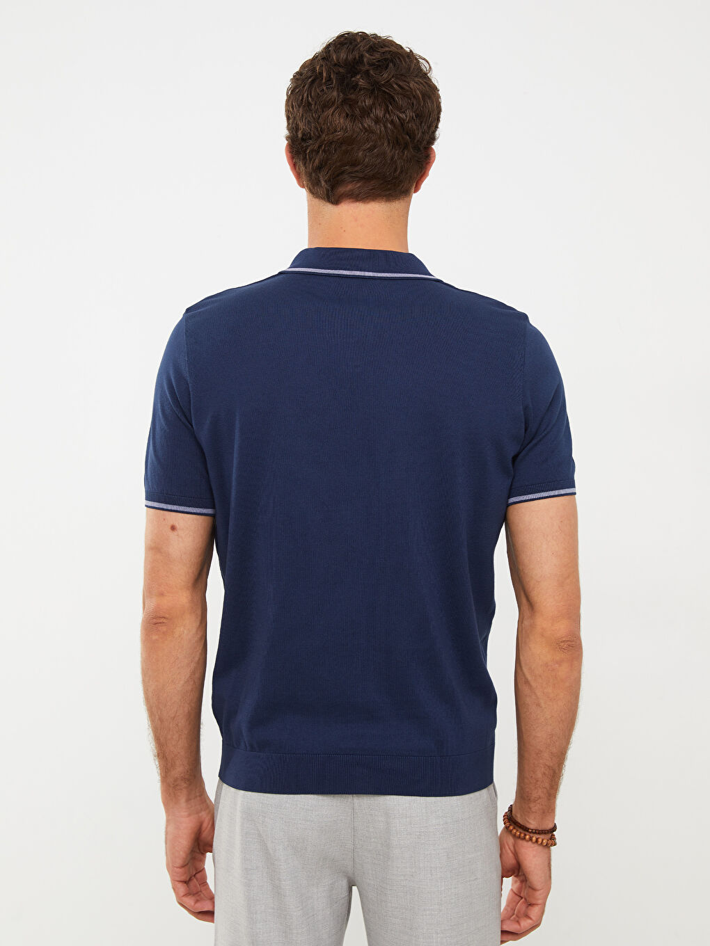 Lacivert Polo Yaka Erkek Triko Tişört-4
