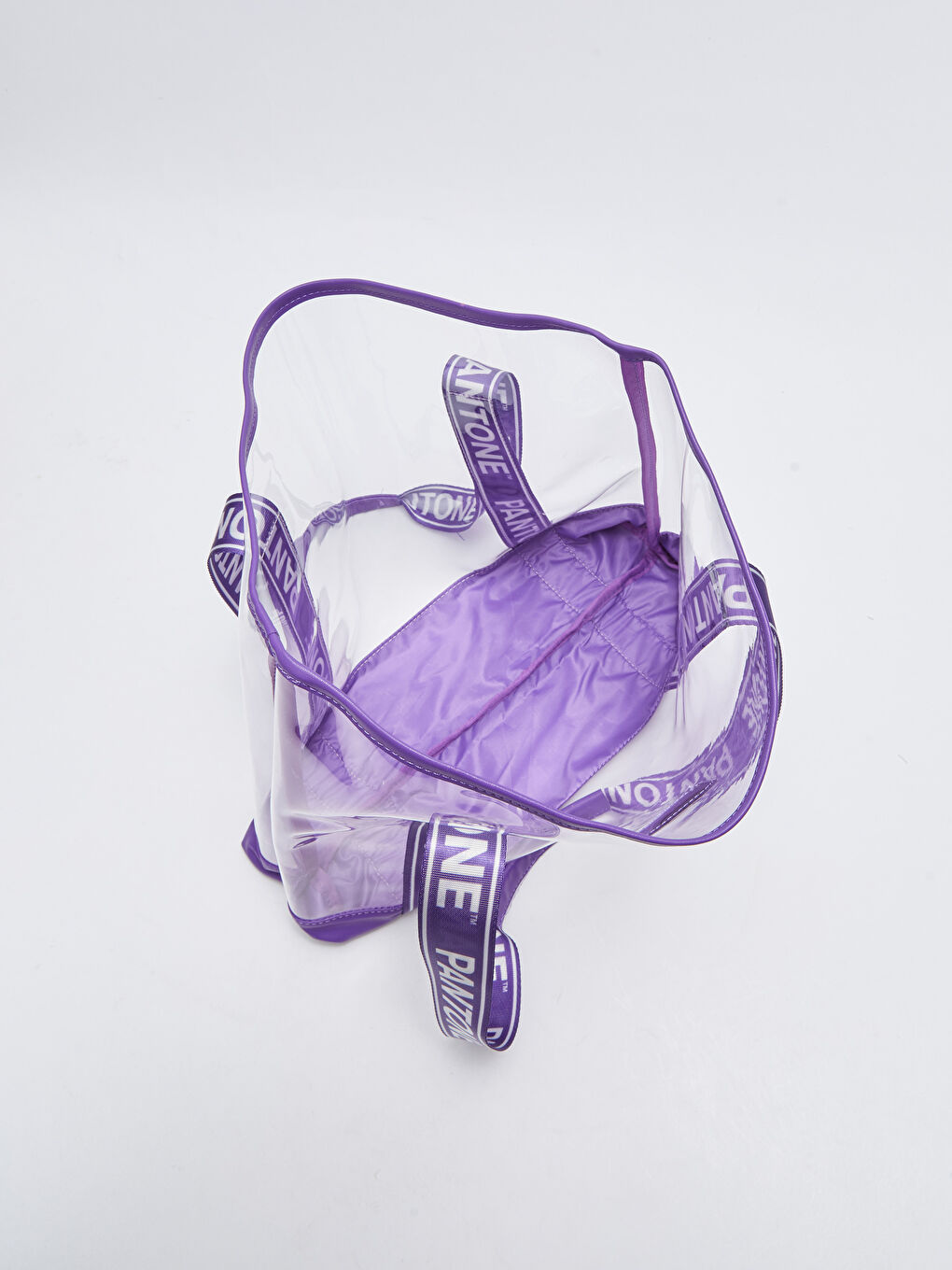 Mor Baskılı Şeffaf Kadın Plaj Çantası-5