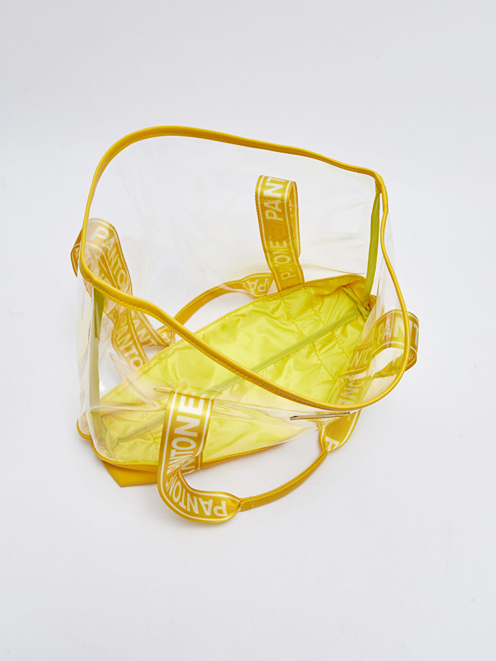 Sarı Baskılı Şeffaf Kadın Plaj Çantası-2