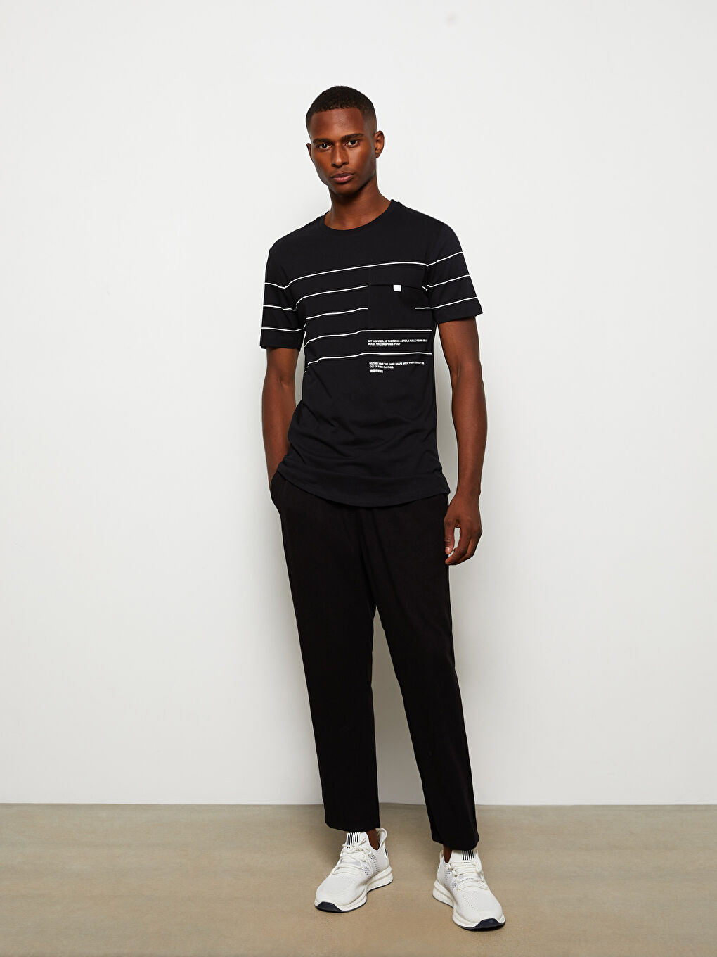 Футболка с коротким рукавом, полосатая, с круглым вырезом для мужчин