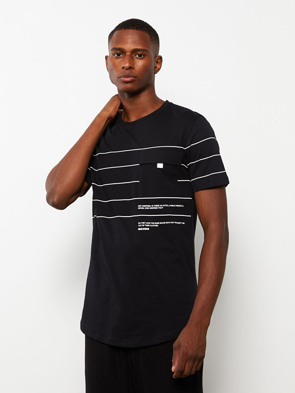 Футболка с коротким рукавом, полосатая, с круглым вырезом для мужчин-2