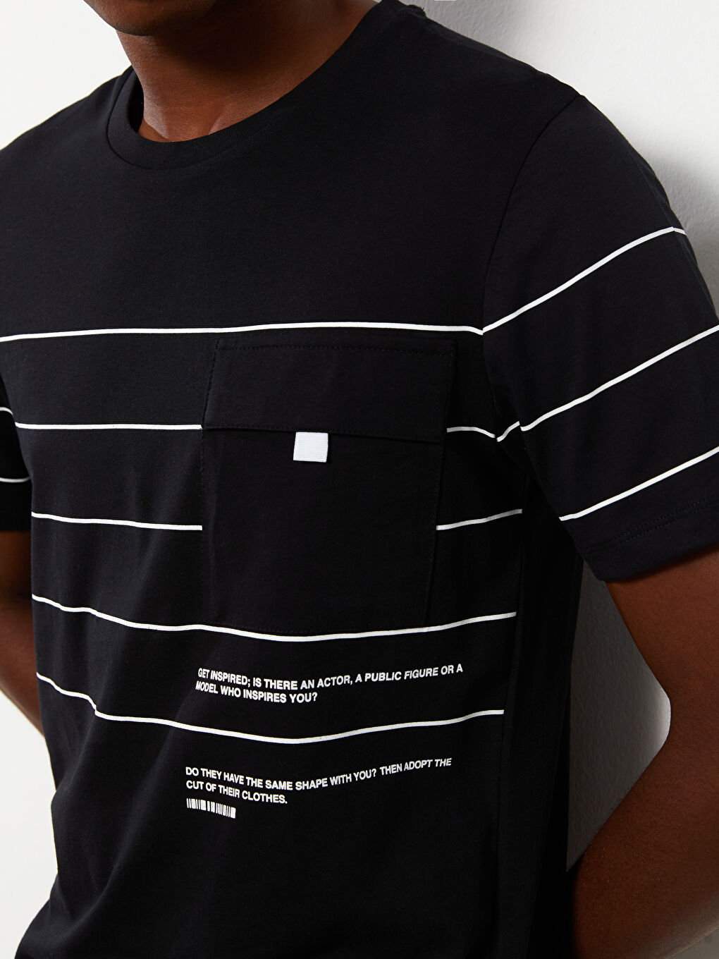 Футболка с коротким рукавом, полосатая, с круглым вырезом для мужчин-3