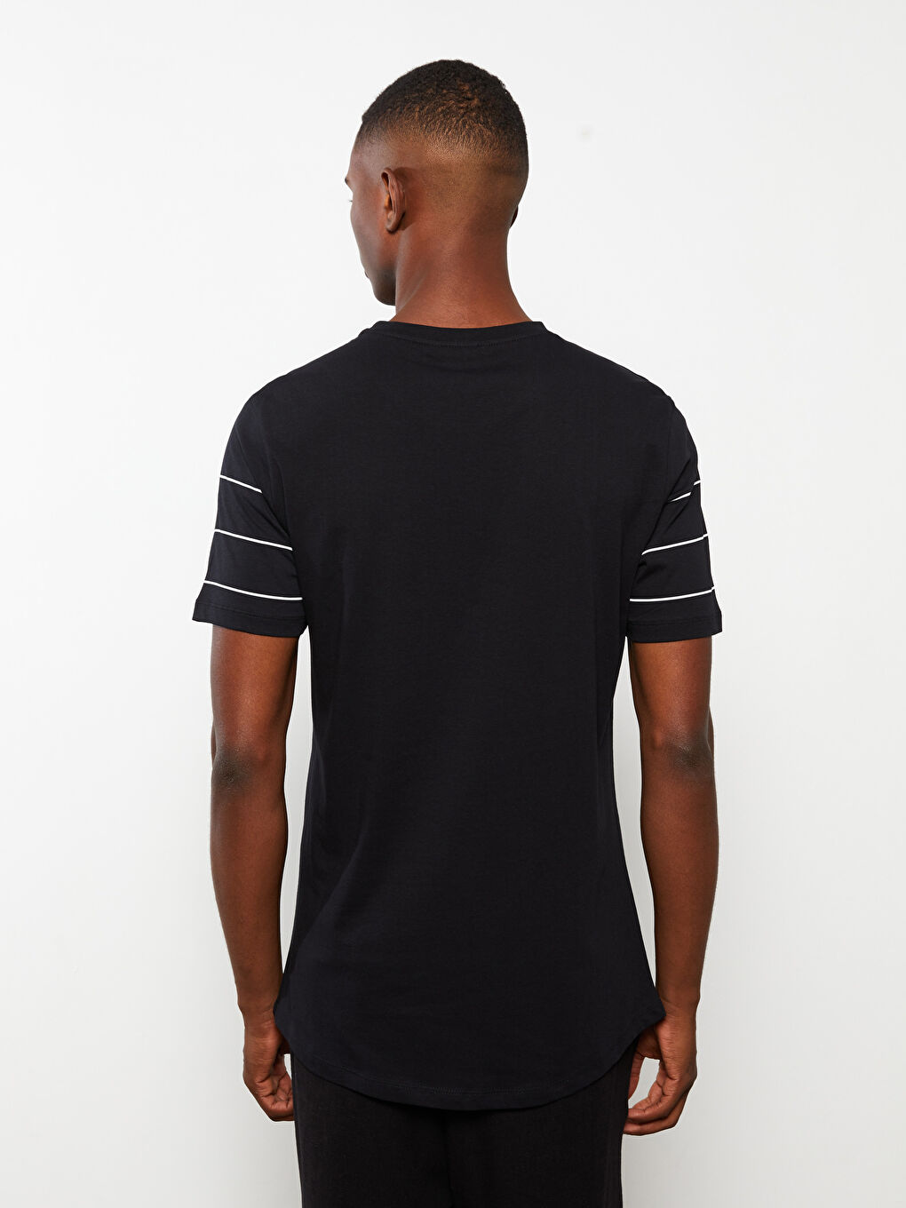 Футболка с коротким рукавом, полосатая, с круглым вырезом для мужчин-4